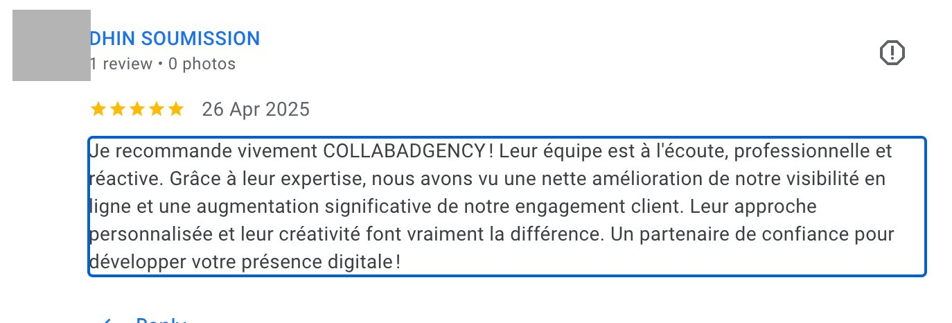 Avis Google client satisfait